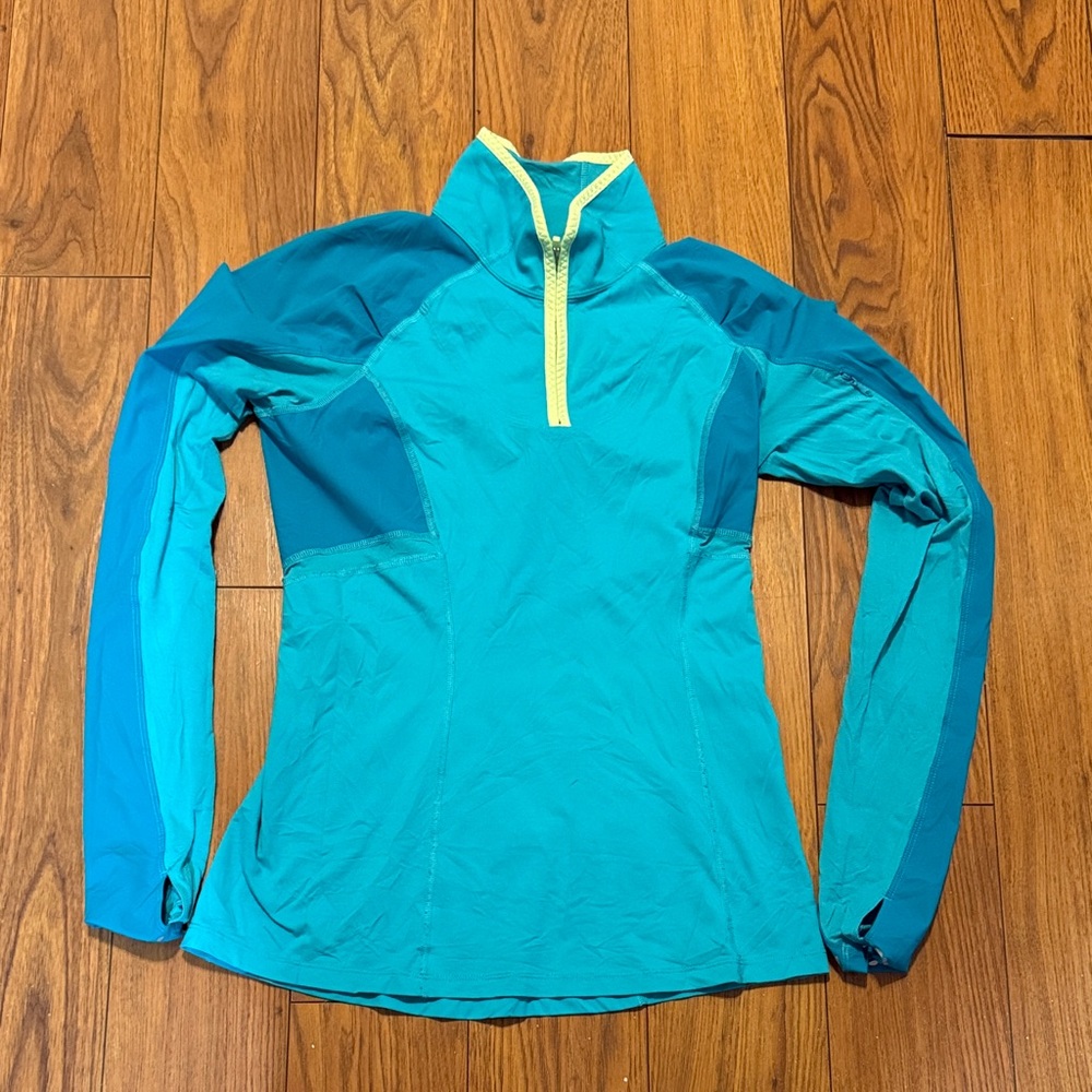 lululemon Teal and Yellow Quarter-Zip Pullover